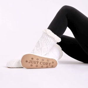 Just Cozy Slipper Socks (white- shoe size 8-12) - new with tags